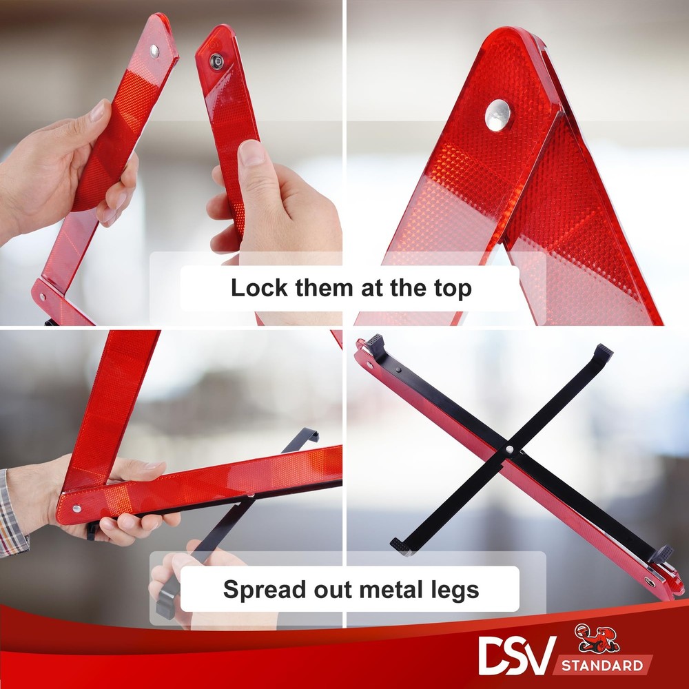 DSV Standard Warning Triangles, Reflective Triangles with Reinforced Cross...