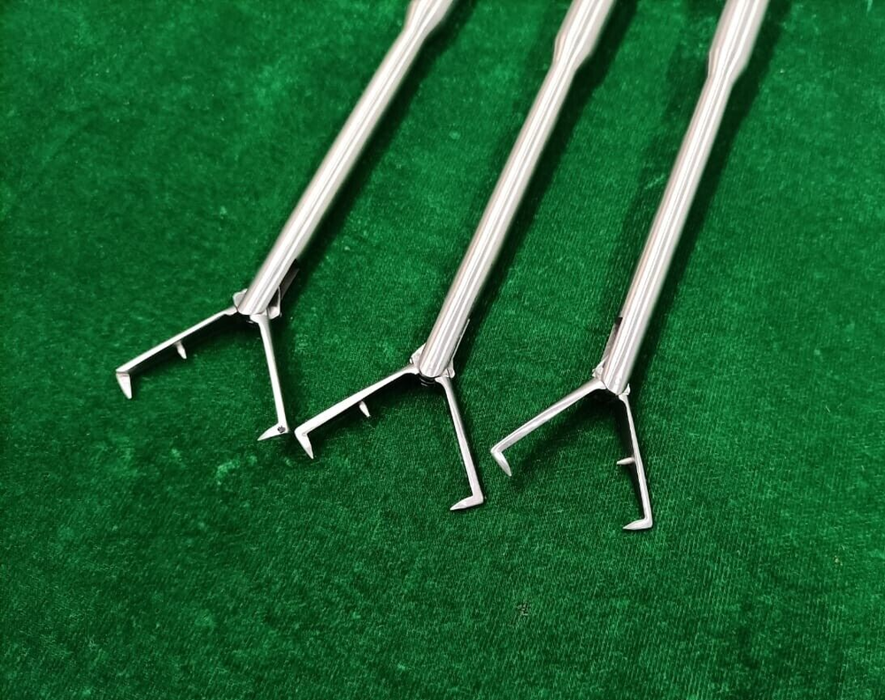 3pc Laparoscopic Tenaculum Forceps 12mmx460mm Double Action Reusable Instruments