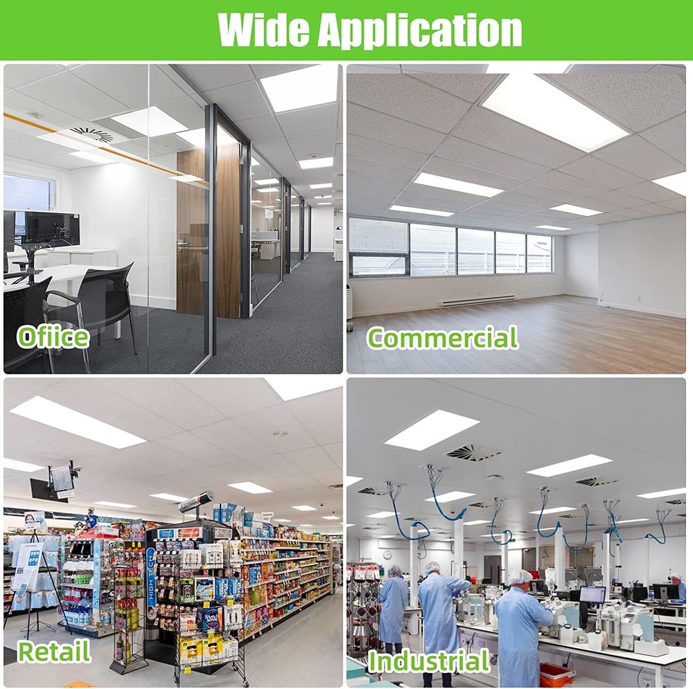 2x4 LED Flat Panel 5000K Light Fixture White,4pcs Drop Ceiling Office Lights 75W