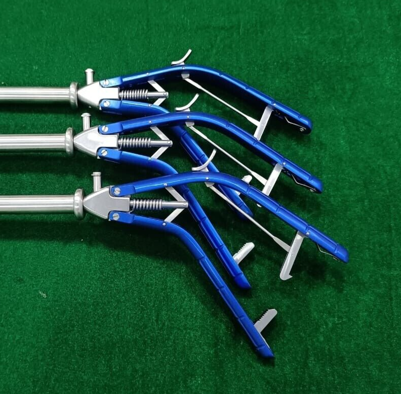 3pc Laparoscopic Tenaculum Forceps 12mmx460mm Double Action Reusable Instruments