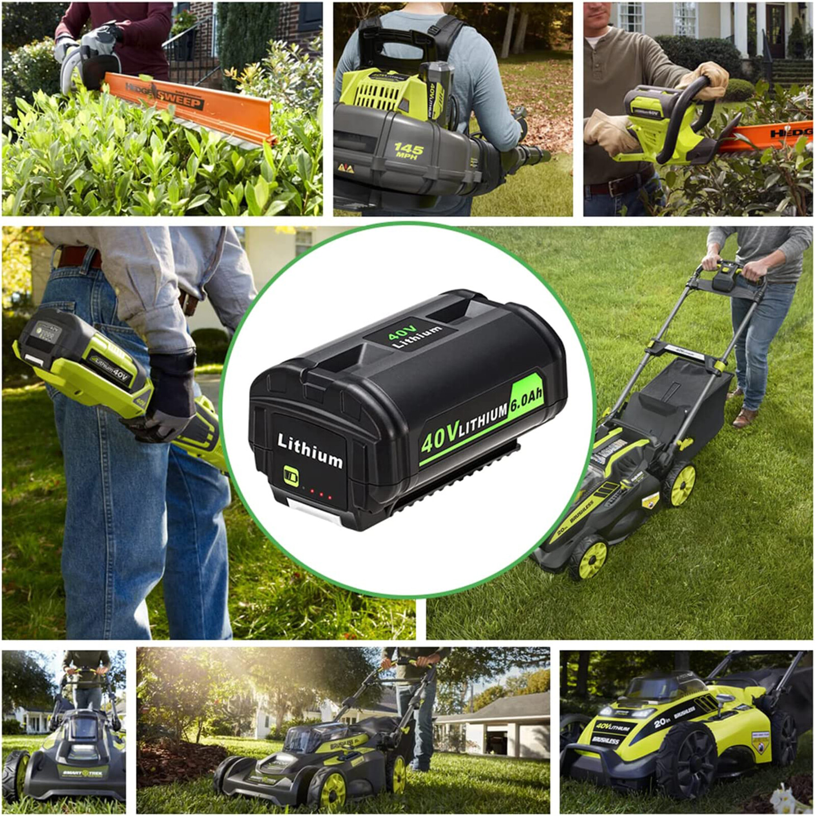 40V 6.0Ah Battery for Ryobi 40 Volt Lithium OP4050 OP40602 OP40261 OP4060 OP4030