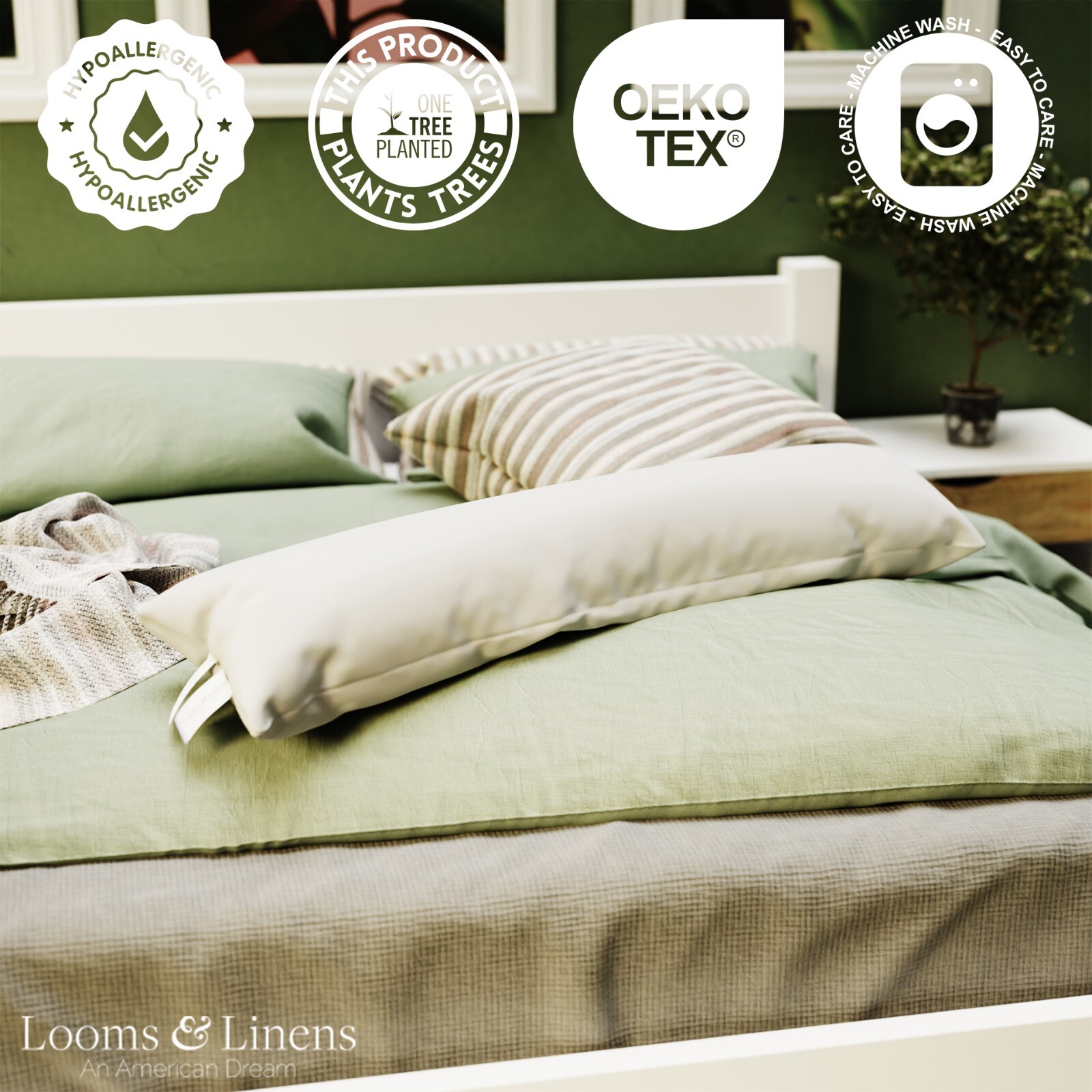 12 x 48" Lumbar Pillow Inserts Forms Down Alternative Boudoir Pillows USA Made