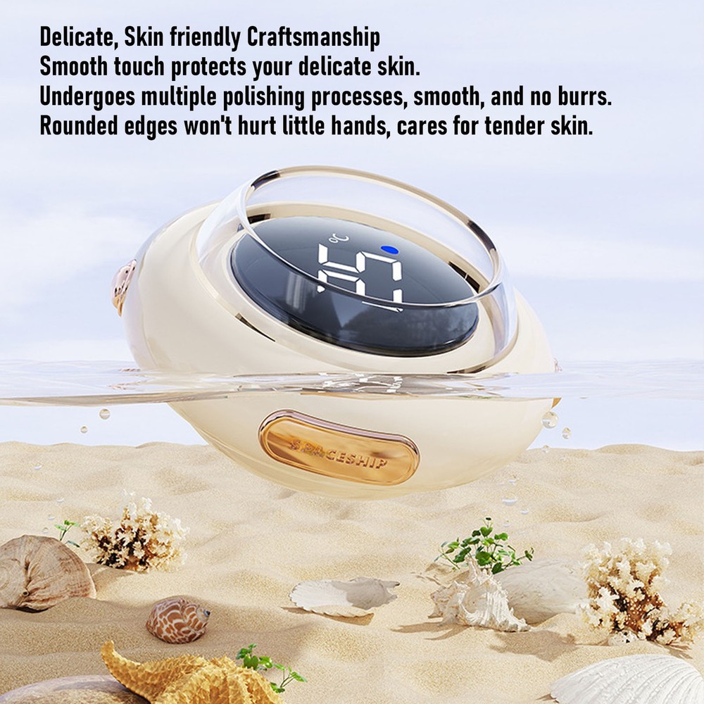 1-LED Bath Thermometer Cute Spacecraft Shape Temperature Alerts For Bathing Fun