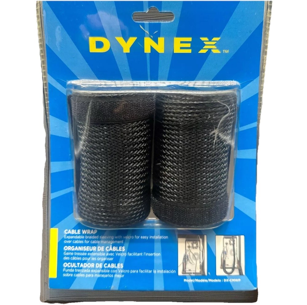 Dynex Computer Cable Management Wrap Black Mesh 2-3ft Braid  #DX-CMWP {49}