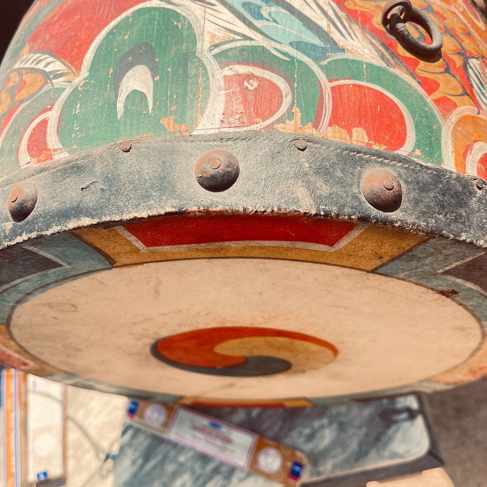 Vintage hand painted Taiko drum