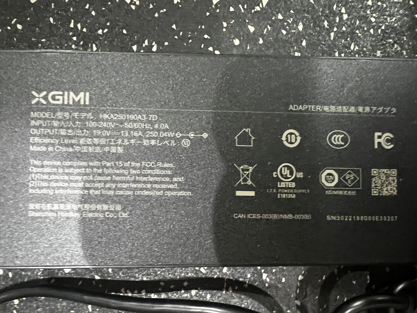 XGIMI Original 19.0V 13.16A Adapter & Cord for Horizon Pro Series 4K Projector