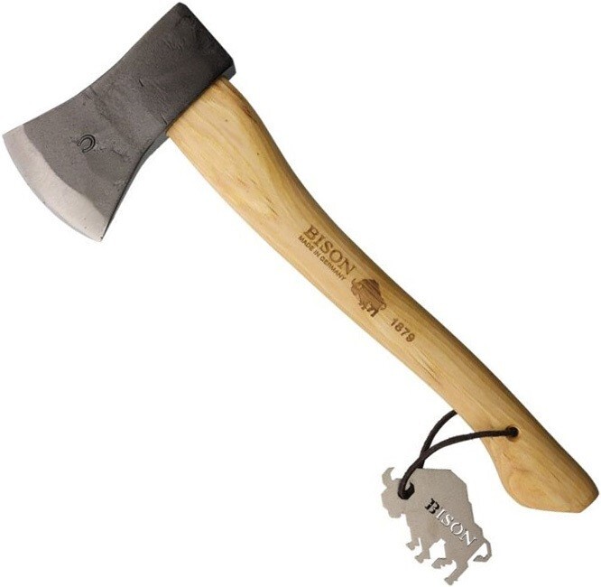 Bison 1879 Outdoor Hatchet 5.38" Steel Axe Head 3.25" Edge Oiled Hickory Handle
