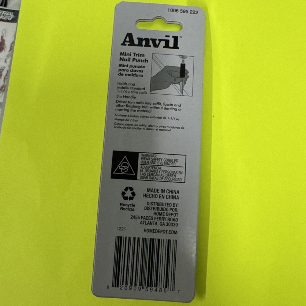 Anvil 3 inch Trim Nail Punch