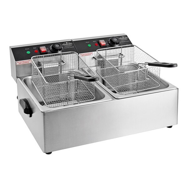 MainStreet Equipment 20 lb. Dual Tank Electric Countertop Fryer - 110V, 3,300W