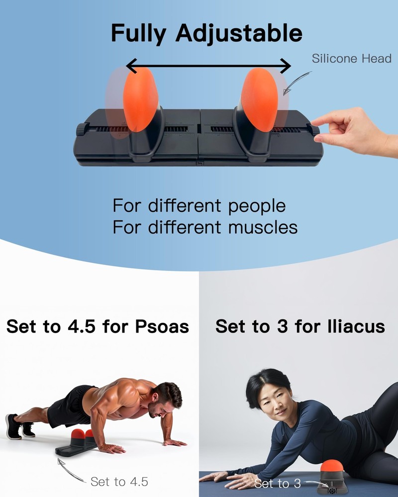 Psoas Muscle Release Deep Tissue Adjustable Massage Tool for Back, QL, Hip