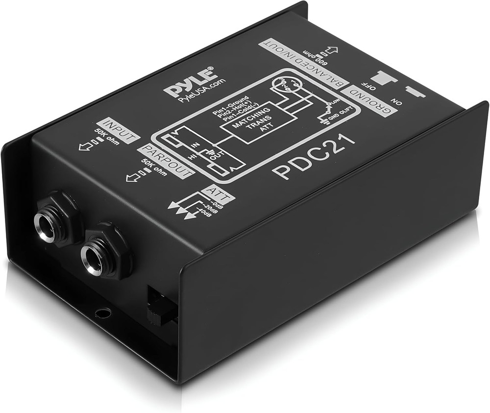 Pyle Professional High-Performance Passive DI-Box-(1/4''/XLR) Direct Box