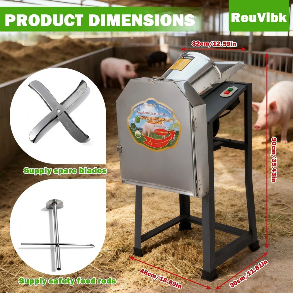 Poultry Veggie Feed Chopper, Feed Processor Vegetable Dicer Chopper, 304 Stai...
