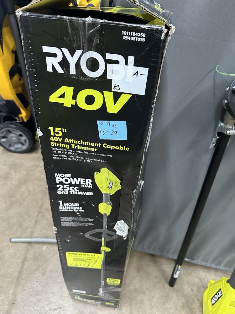 RYOBI 40V 15" Attachment Capable String Trimmer RY40ST01K (Tool Only) Used