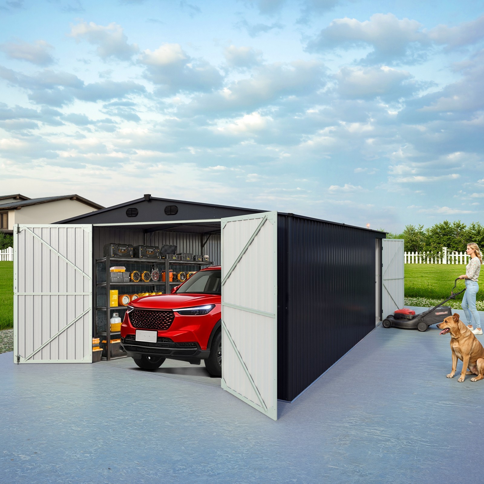 NEW 20'x13' Galvanized Metal Garage Shed Outdoor Storage Shed for Vehicle/Garden