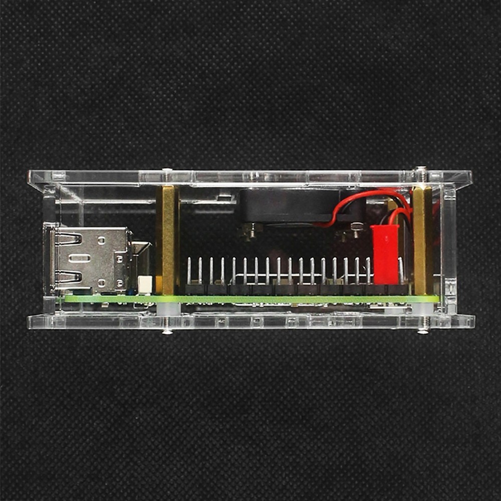 Acrylic Transparent Protective Case With Heat Cooling Fan for Raspberry Pi 5