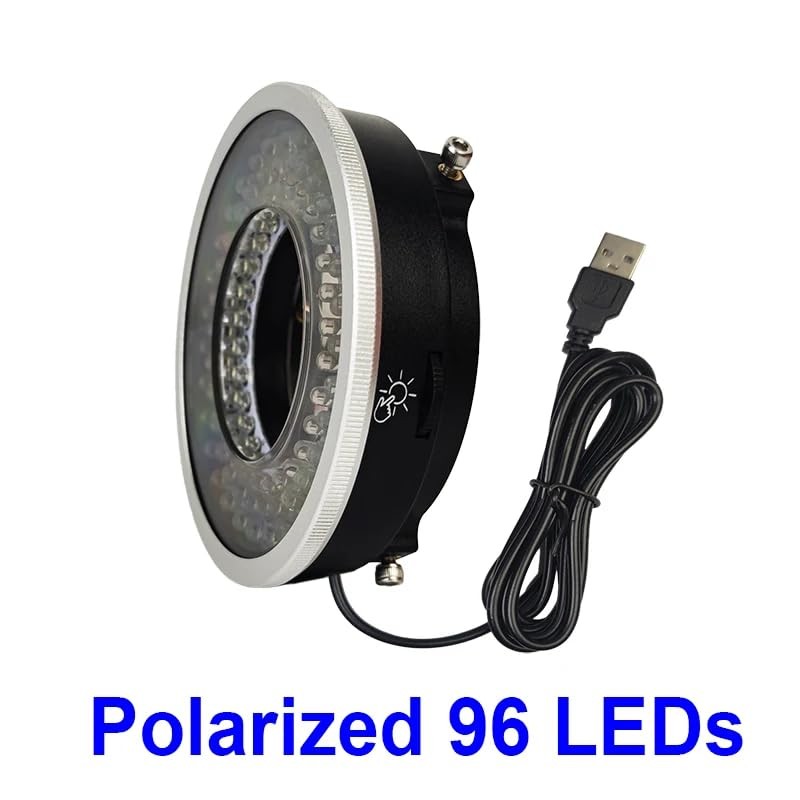 Polarized Microscope Light Anti Glare LED Ring Illuminator, USB Adjustable..