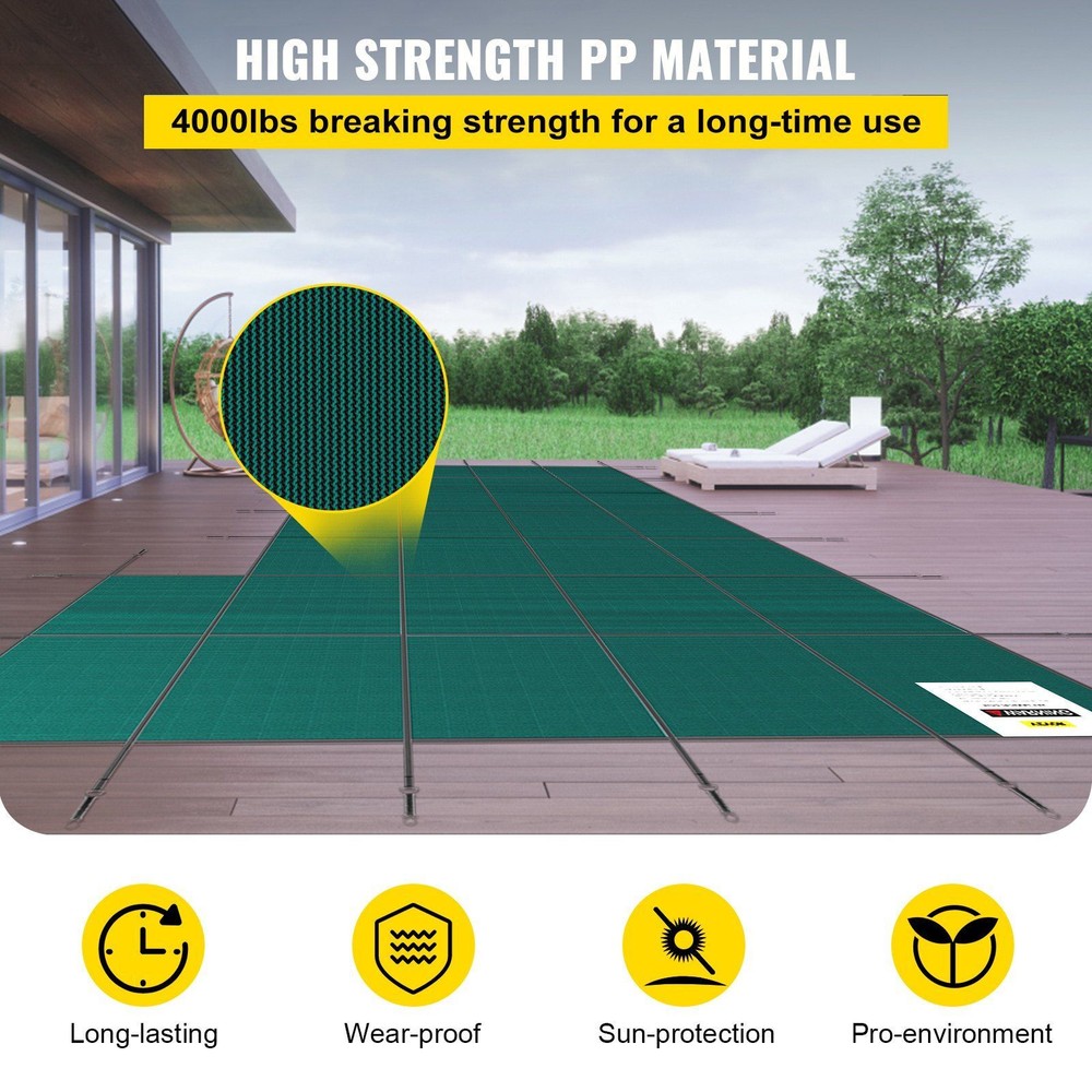 20 x 38 ft Rectangular Inground Pool Safety Cover w/ Right Step Triple Stitched