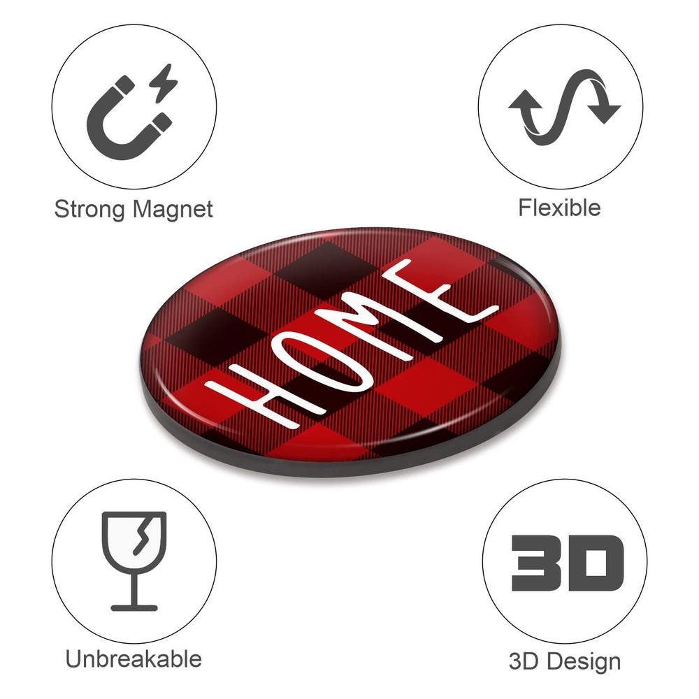 Home Christmas Red Plaid Magnet