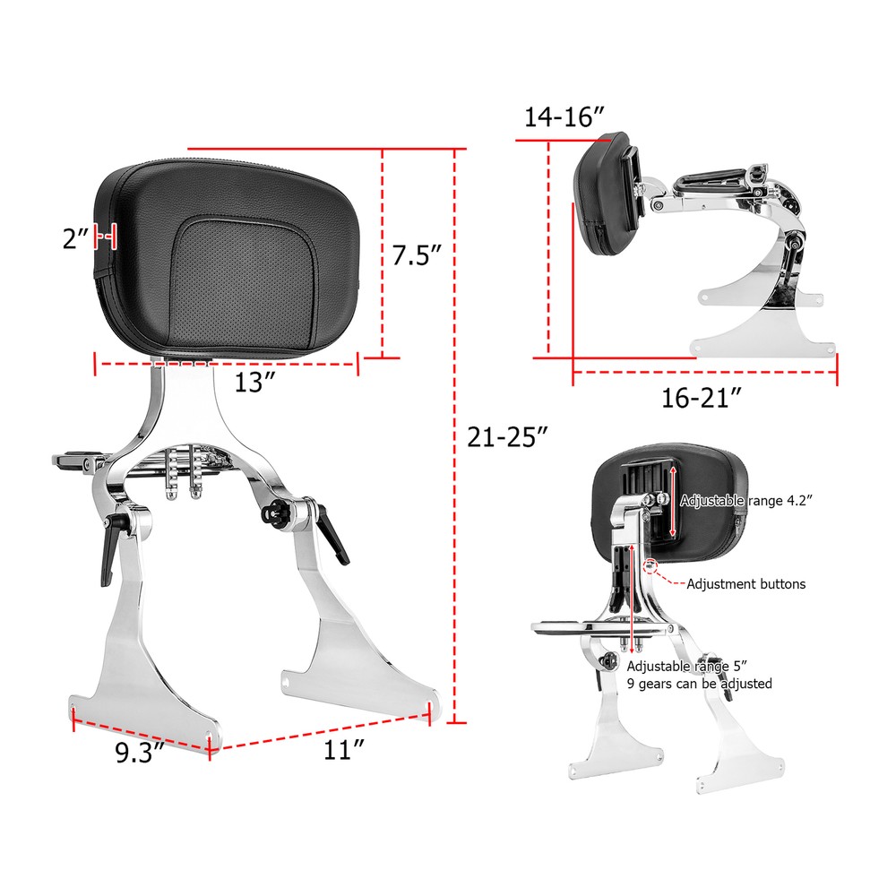 Multi Purpose Driver Passenger Backrest For Harley Springer Softail FXST Fat Boy