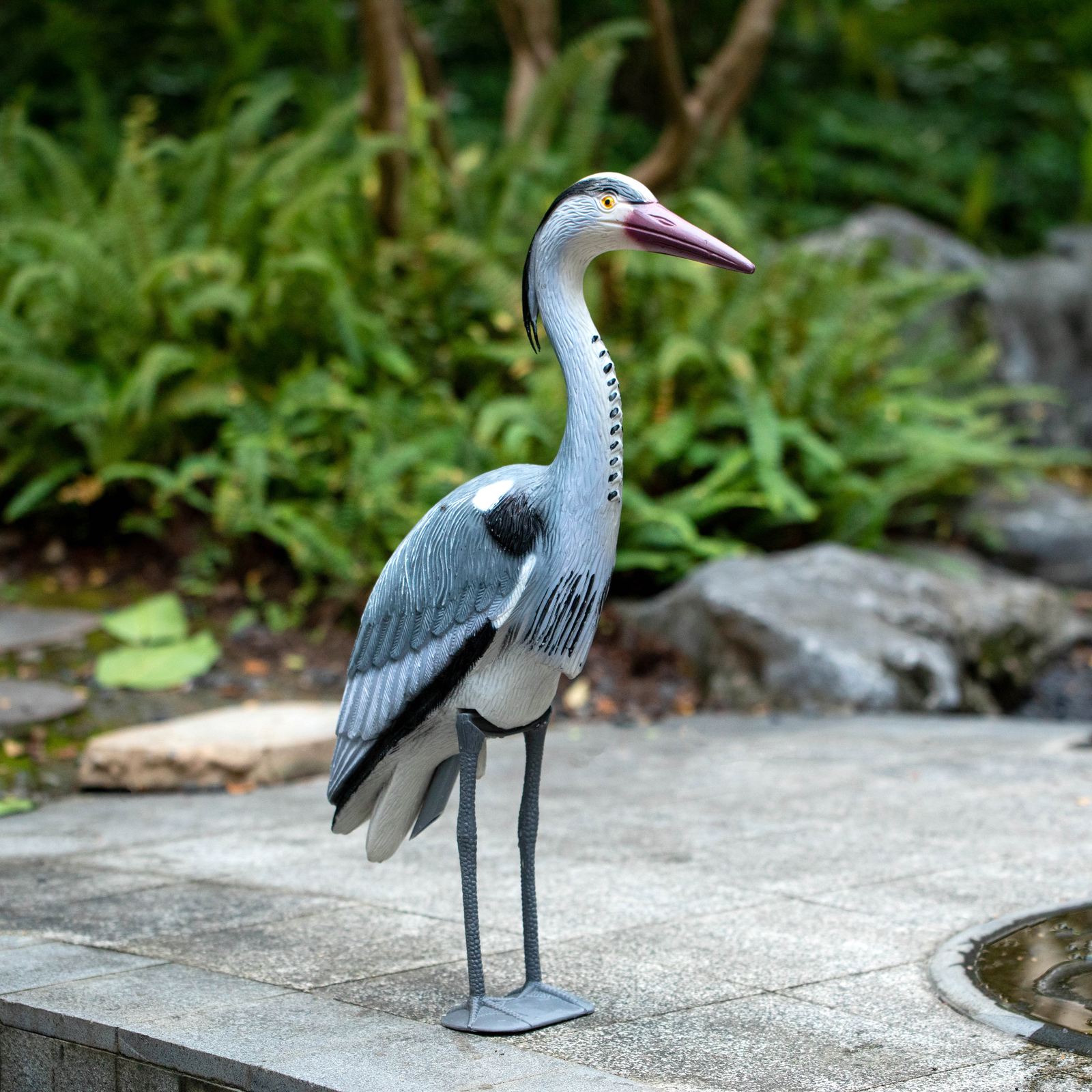 30-inch Heron Decoy - Standing Crane Sculpture, Outdoor Bird Art for Yard, Lawn