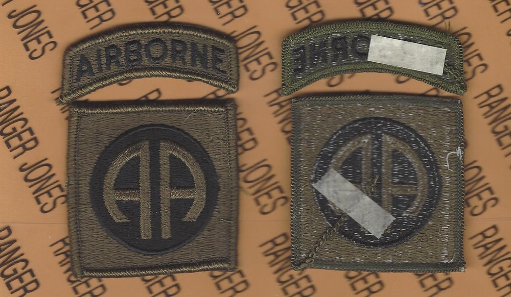 US Army 82nd Airborne Division OD Green & Black BDU uniform patch m/e