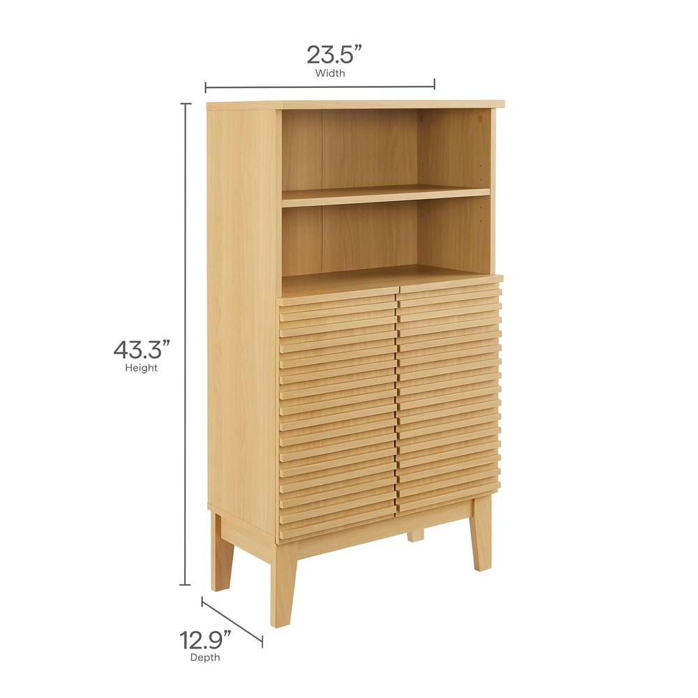 Render Freestanding Bathroom Storage Cabinet in Oak