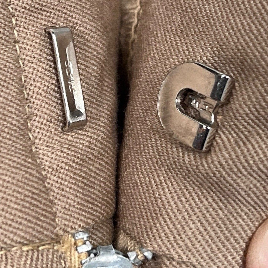 Vintage 1940s mens Tan suspender pants Davis Clothing Co. Talon 32X29