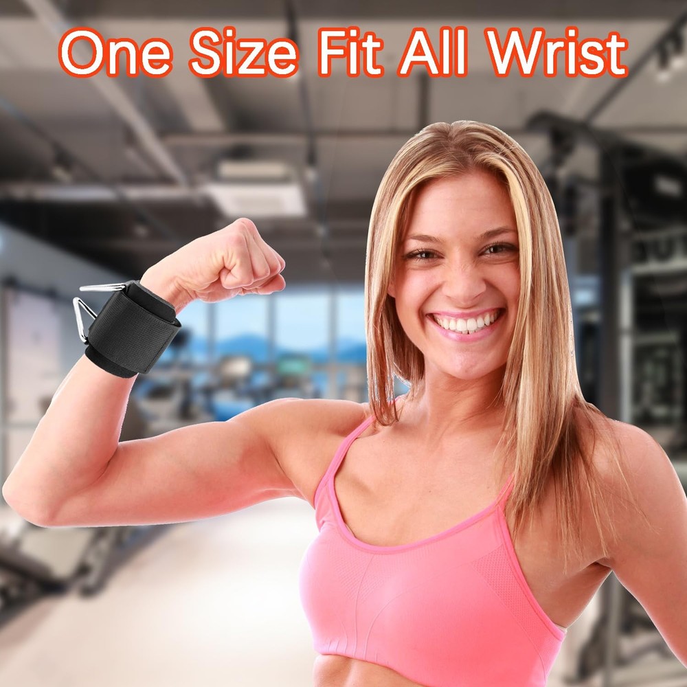 2Pack Wrist Cuffs for Cable Machine Adjustable Neoprene Padding One Size Fit ...