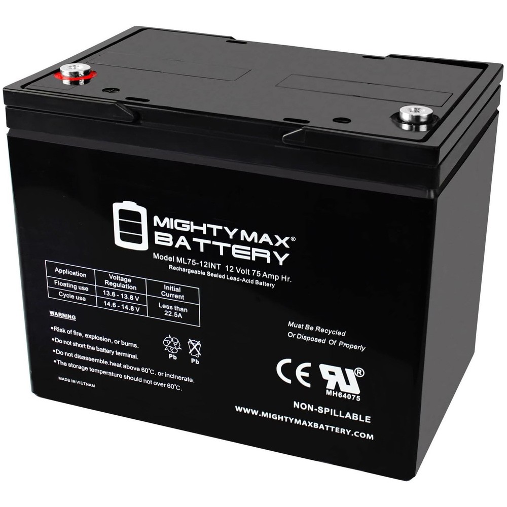 Mighty Max 12V 75Ah Internal Thread Battery for Quantum Q6 Edge HD