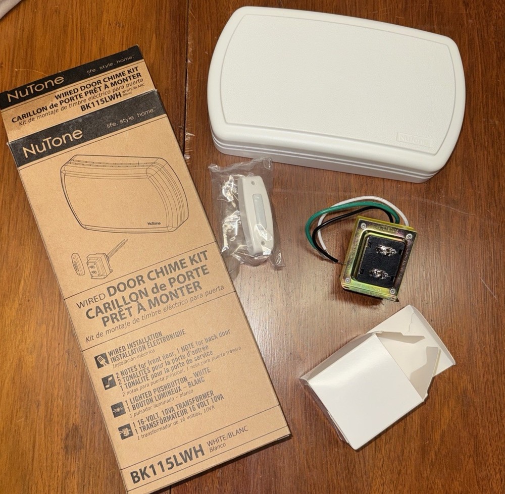 Nutone Wired Door Chime Kit White BK115LWH - OPEN BOX