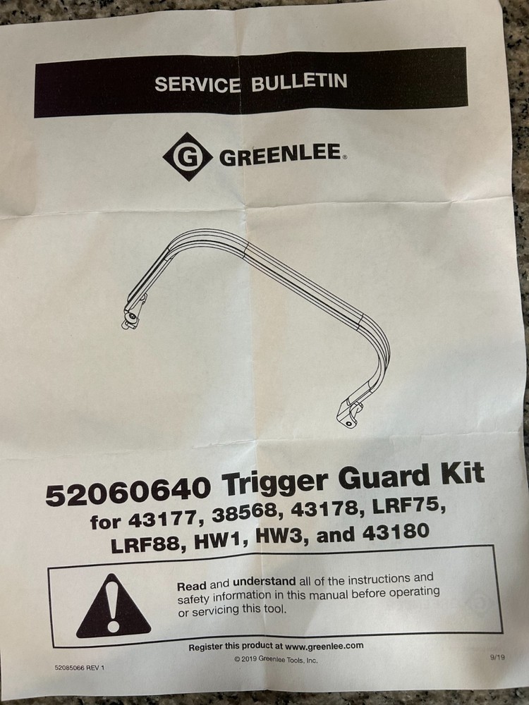 Greenlee Trigger Guard Kit 00376