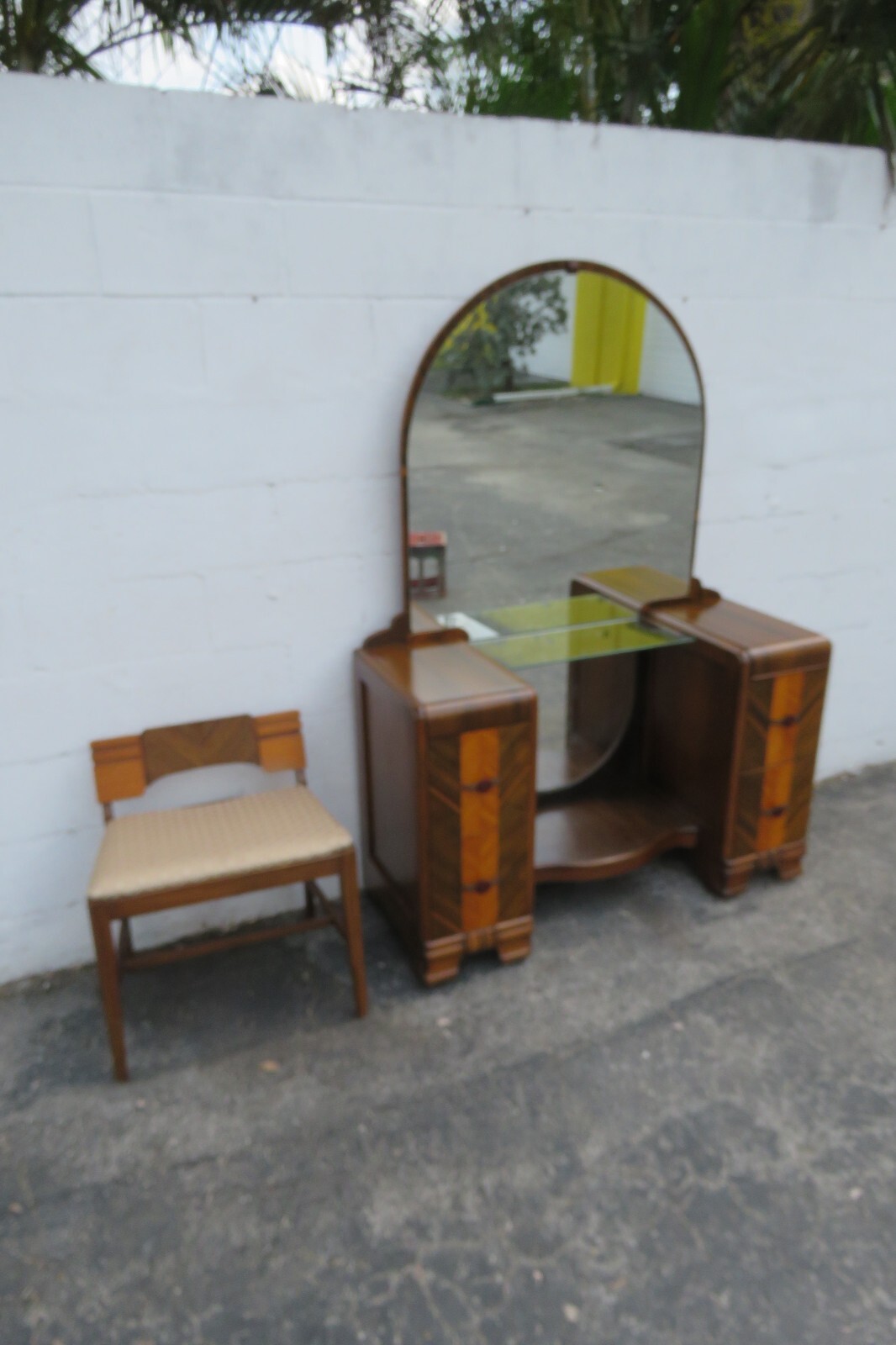 1920s Art Deco Vanity Makeup Table and Stool 5431