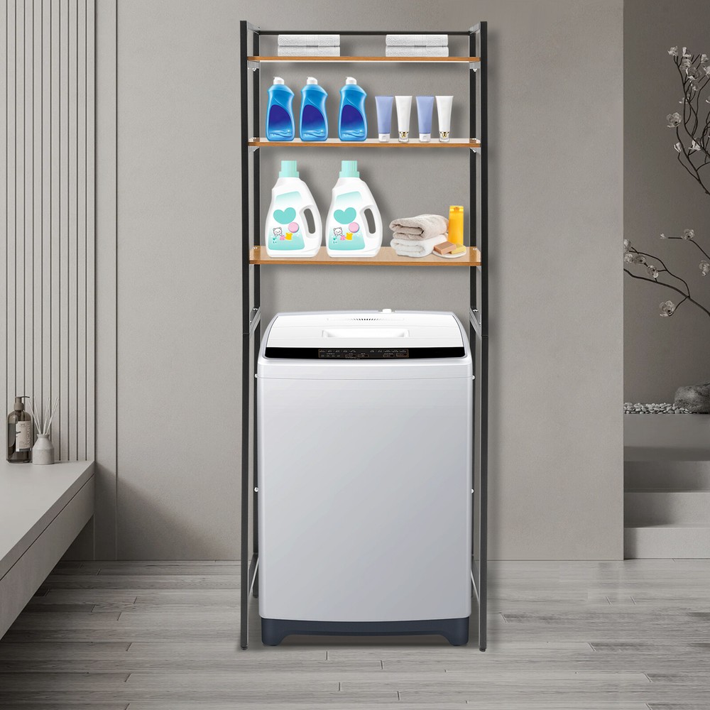 Stylish 3-Tier Freestanding Washing Machine Shelf with Ample Storage