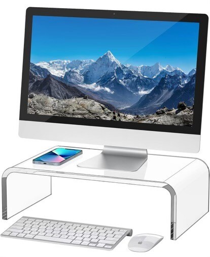 Monitor Laptop Computer Stand Acrylic Riser Printer Audio Hi-Fi Stand  4”x12.5”