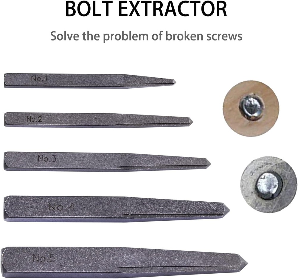 5 Pieces Easy Out Bolt Extractor Set, Straight Fluted Screw Extractor,...