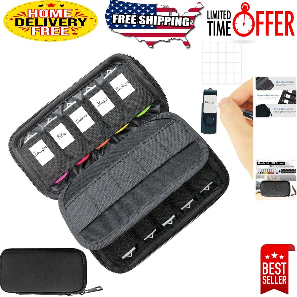 Protective USB Flash Drive Case with Elastic Slots - Ideal for Organizing Cards