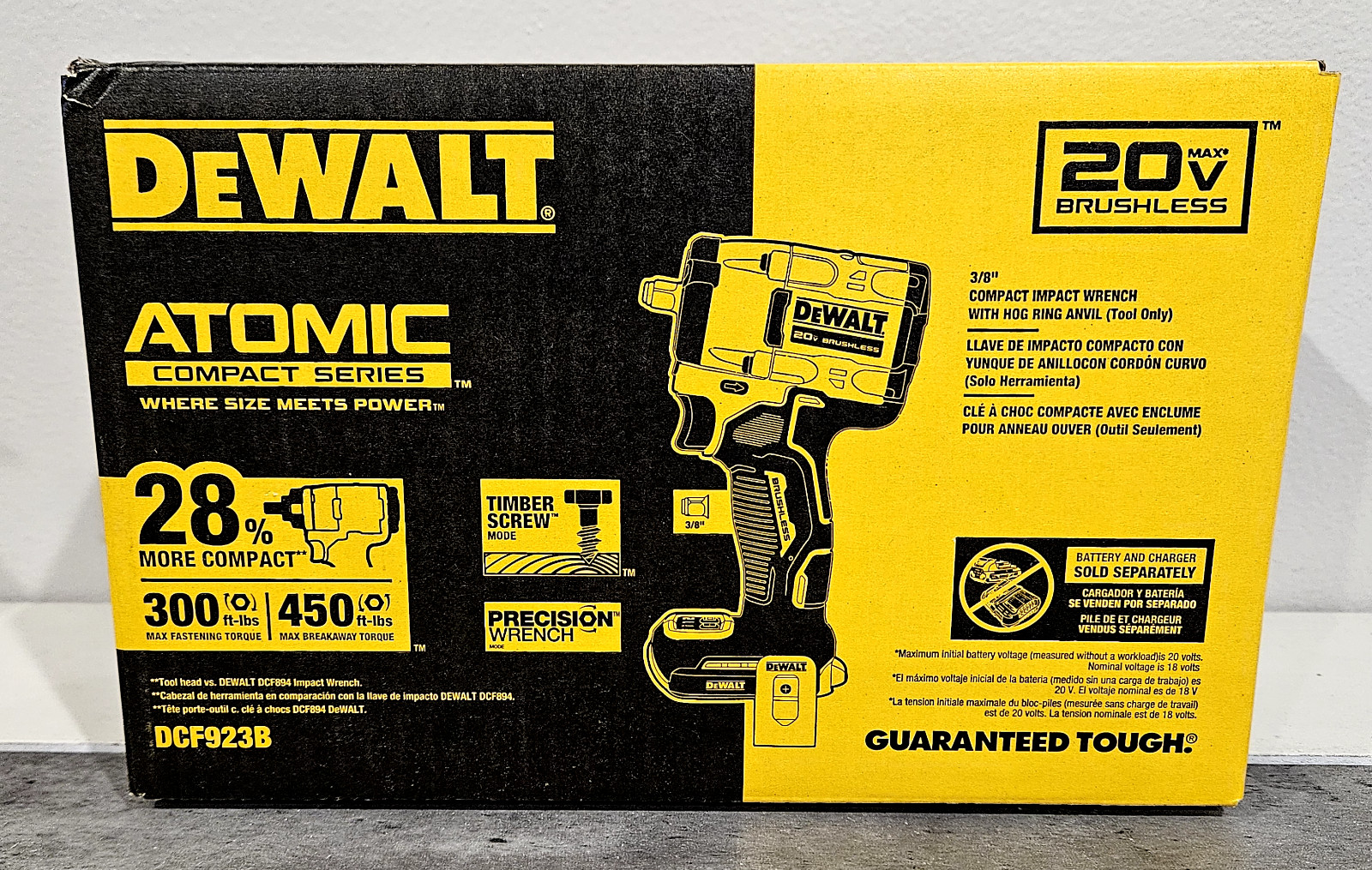 NEW DeWalt 20V Brushless 3/8" Compact Impact Wrench Hog Ring Anvil DCF923B