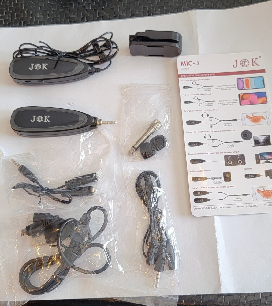 JK MIC-J 044 Wireless Microphone System, 2.4G Wireless Lavalier Microphone' New