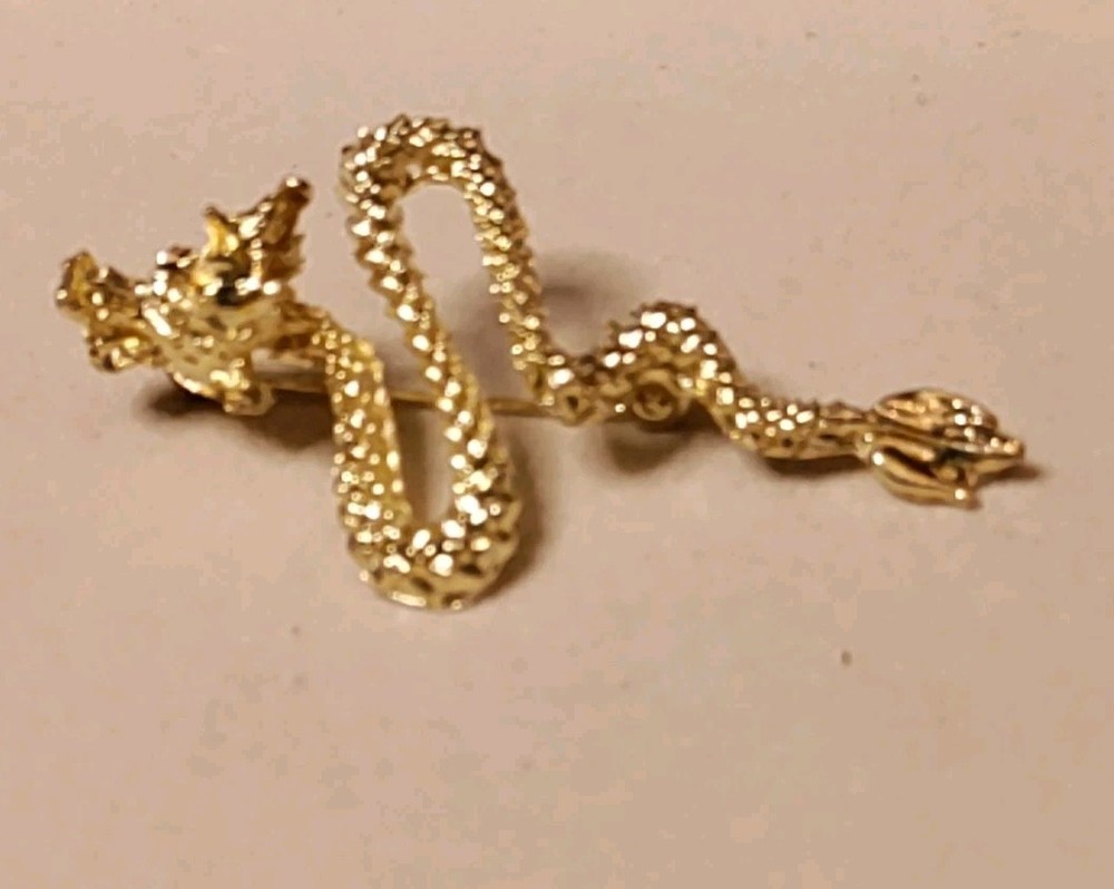 Gold Tone Dragon Brooch Pin