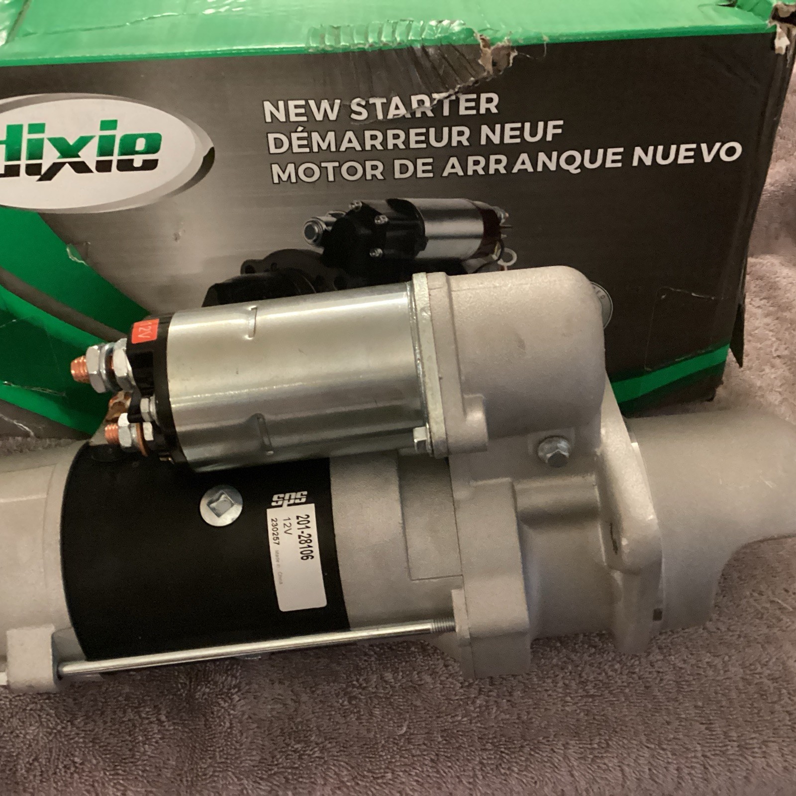 DIXIE….Starter….201-28106…12V, 10T, 2.5kW, 28MT Cummins 3.9L-5.9L….NEW😀