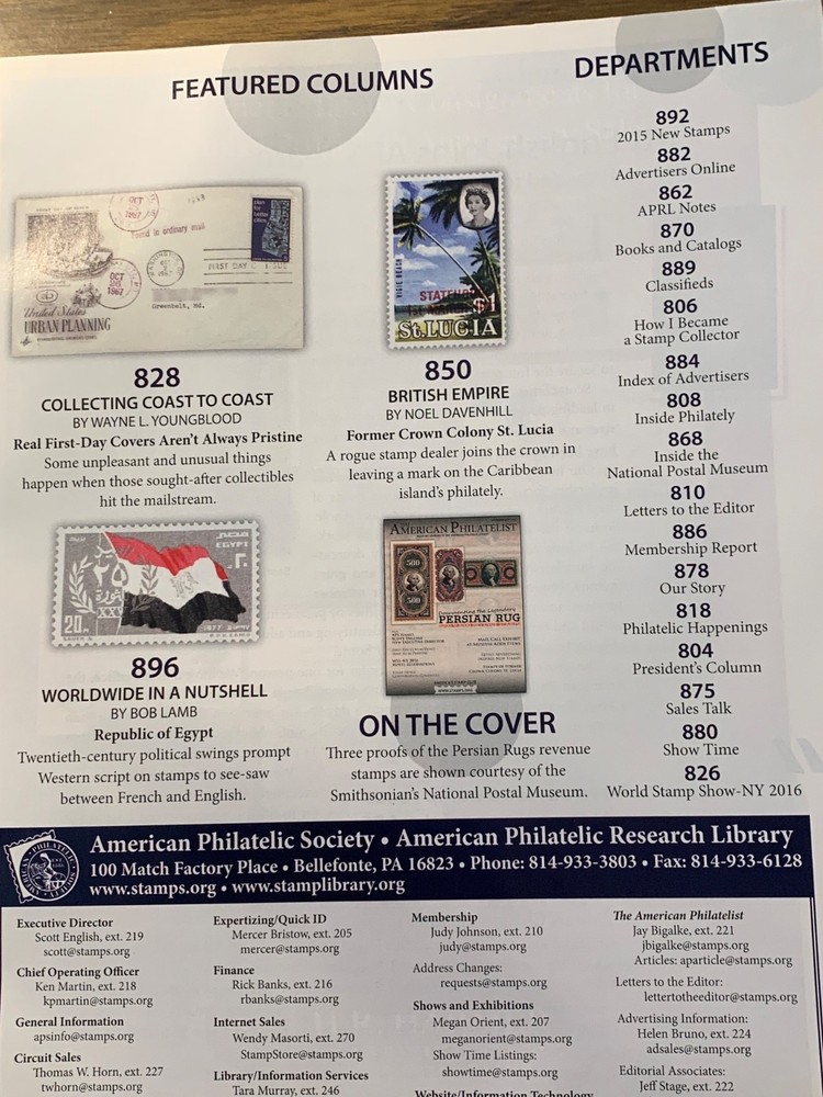 American Philatelist Magazine 2015, September