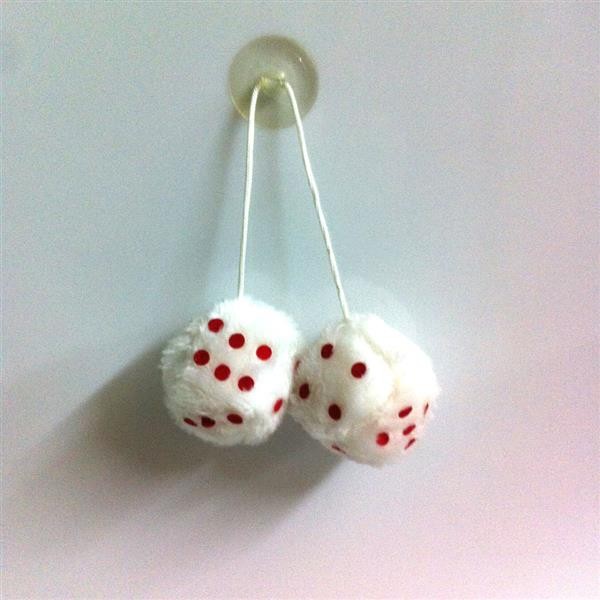 Fuzzy Dice Small - White and Red