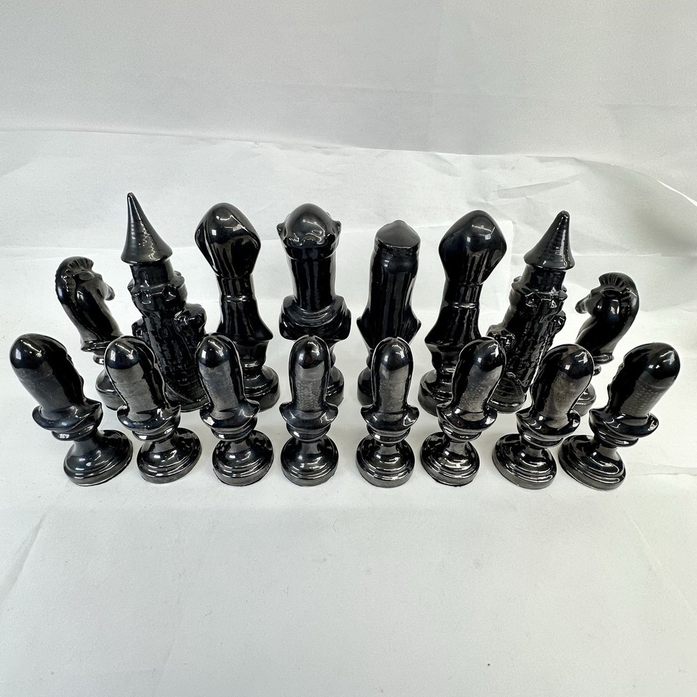 Ceramic Bisque 32 Piece Large Scioto Chess Set 1979