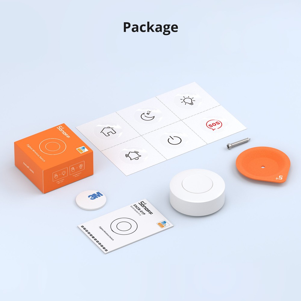 2PCS SONOFF Zigbee Wireless Switch Button SNZB-01P Smart Home Automation Control