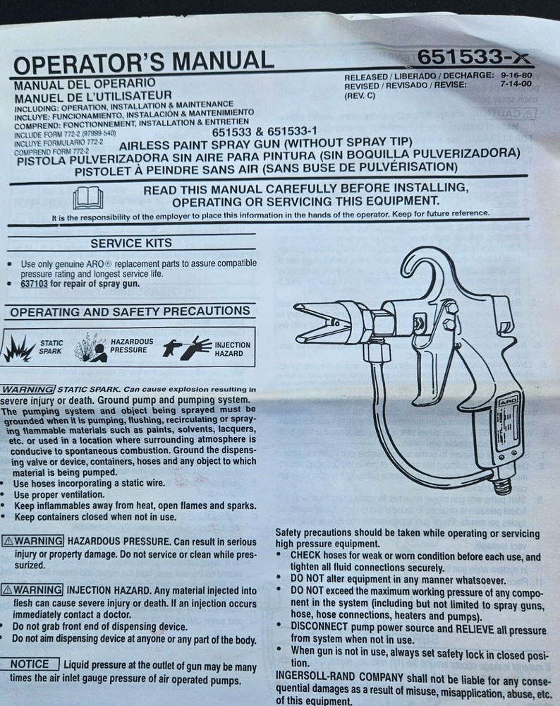 ARO 651533 SPRAY GUN