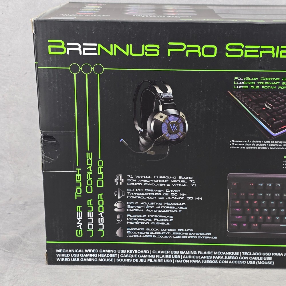 New Velocilinx Brennus Pro Series Gaming Bundle Keyboard Mouse Headset
