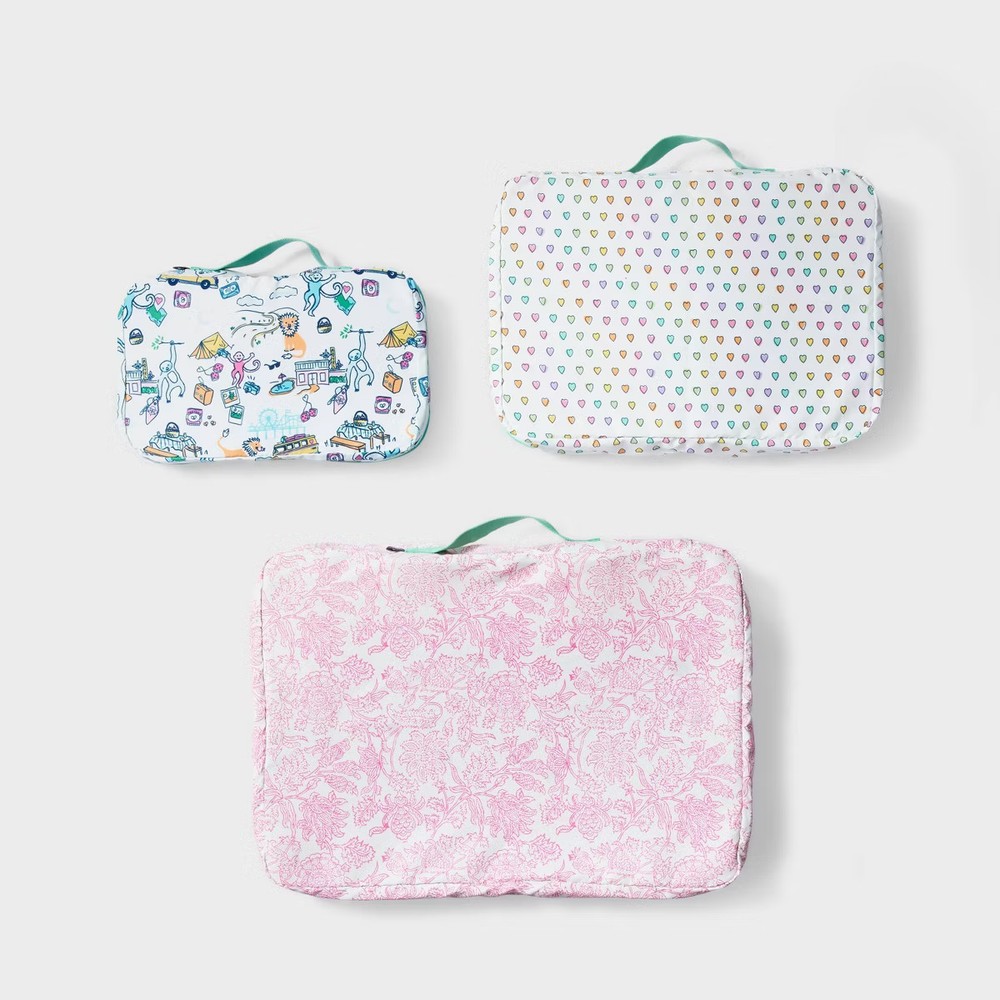Target Roller Rabbit Sold Out Collab 3pc Packing Cube Set White Teal
