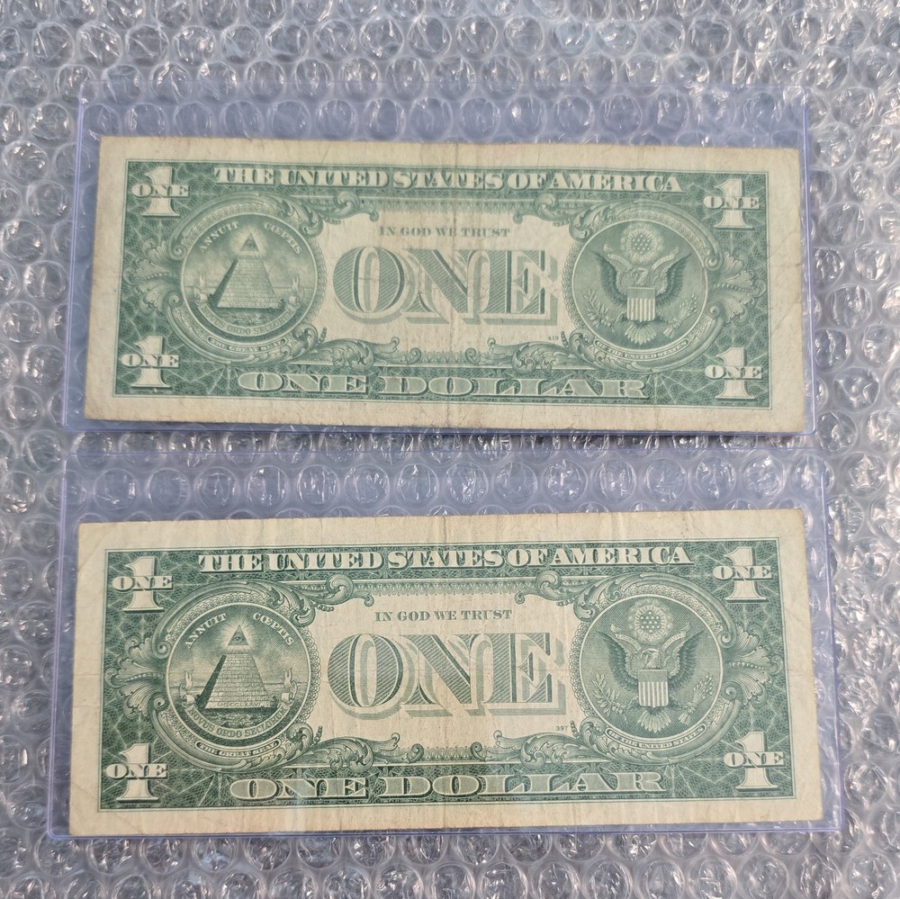 TWO-$1 1957B SERIES SILVER CERTIFICATES