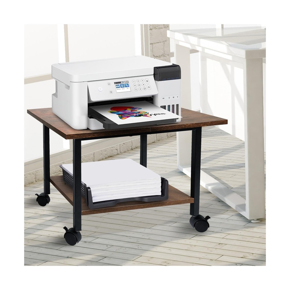 Printer Stand with Storage Shelf, Small Printer Stand for Desk Offi... Fast Ship