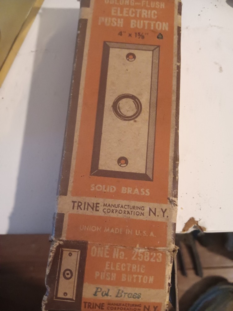 Vintage Trine Solid Brass Electric Doorbell Button
